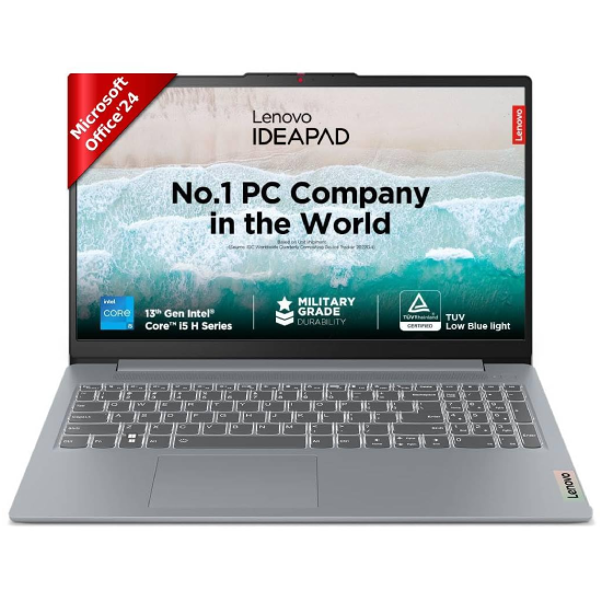 Lenovo IdeaPad Slim 3 12th Gen Intel® Core™ i5-12450H 15.6 inch (39.6cm) FHD Laptop (16GB/512GB SSD/Windows 11/Office 2024/Alexa Built-in/1Yr ADP Free/3 Month Game Pass/Arctic Grey/1.62Kg)